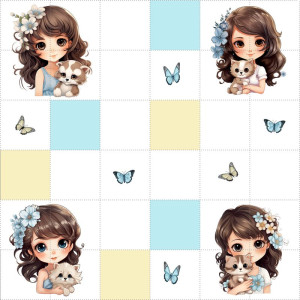 Kislány cicával / nagy pálya / 12,5 cm mező