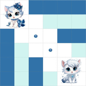 Cicák Kék virággal / nagy pálya / 12,5 cm mező