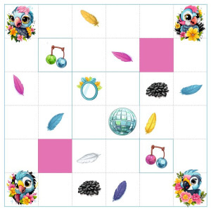 Papagájok és Tollak / nagy pálya / 12,5 cm mező Papagájok és Tollak / nagy pálya / 12,5 cm mező