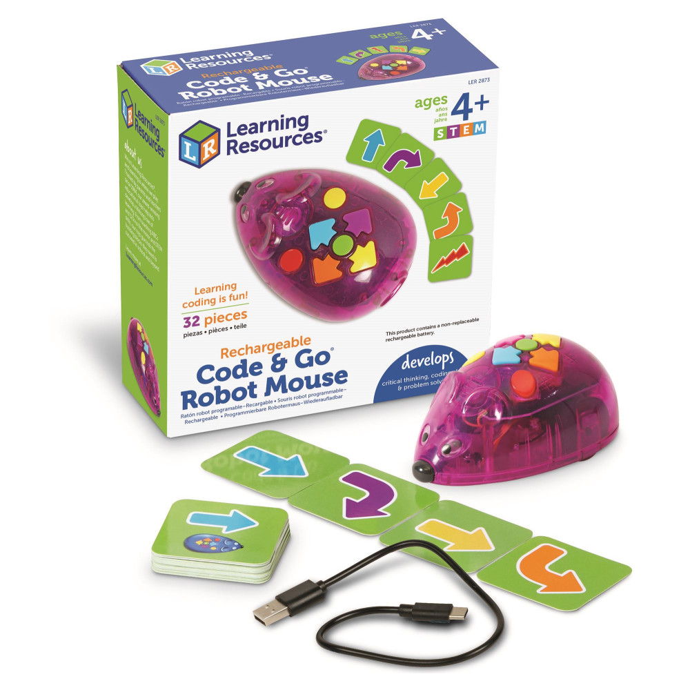Code&Go Programozható Robot egér - újratölthető, átlátszó, lila