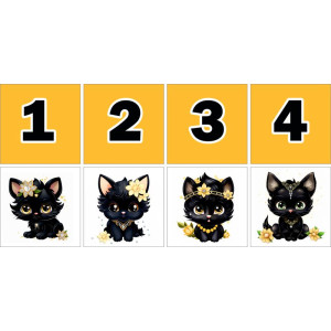 Fekete Cicás Számkártya - 20 db