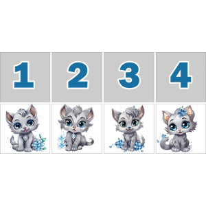 Szürke Cicás Számkártya - 20 db