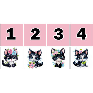 Virágos Cicás Számkártya - 20 db