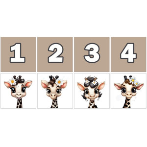 Virágos Zsiráfos Számkártya - 20 db