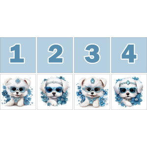 Szemüveges Kutyusos Számkártya - 20 db