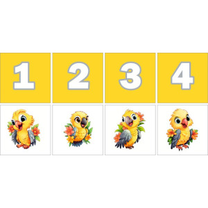 Sárga Papagájos Számkártya - 20 db