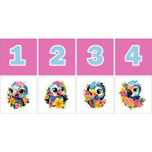 Színes Papagájos Számkártya - 20 db