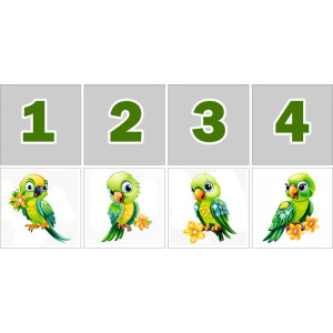 Zöld Papagájos Számkártya - 20 db