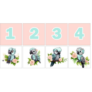 Szürke Papagájos Számkártya - 20 db