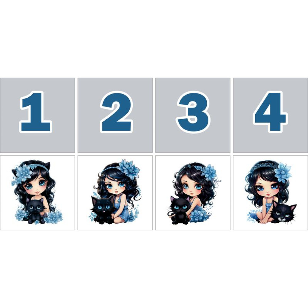 Cica és Lány Számkártya - 20 db