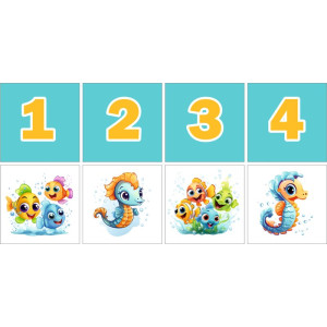 Halas színes Számkártya - 20 db