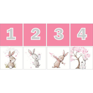 Nyuszis rózsaszín Számkártya - 20 db