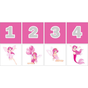 Pink tündér lányok Számkártya - 20 db